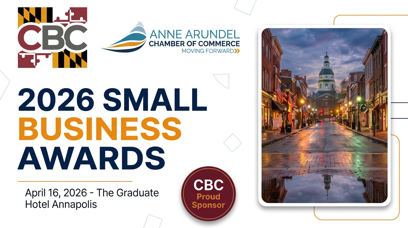 CBC, proud sponsor of the Anne Arundel Chamber of Commerce 2026 Small Business Awards at The Graduate Hotel Annapolis on April 16, 2026
